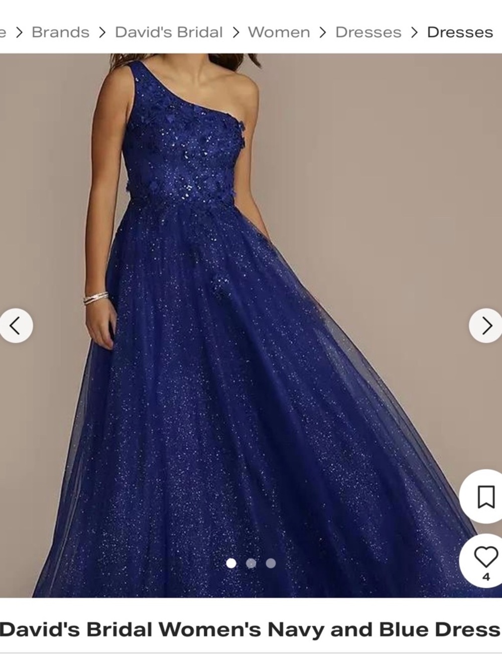 Jules & Cleo One-Shoulder Blue Sparkle Prom Gown size 12